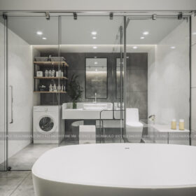 thiết kế phòng tắm nhà phố 4 tầng 52m2 Hà Nội
